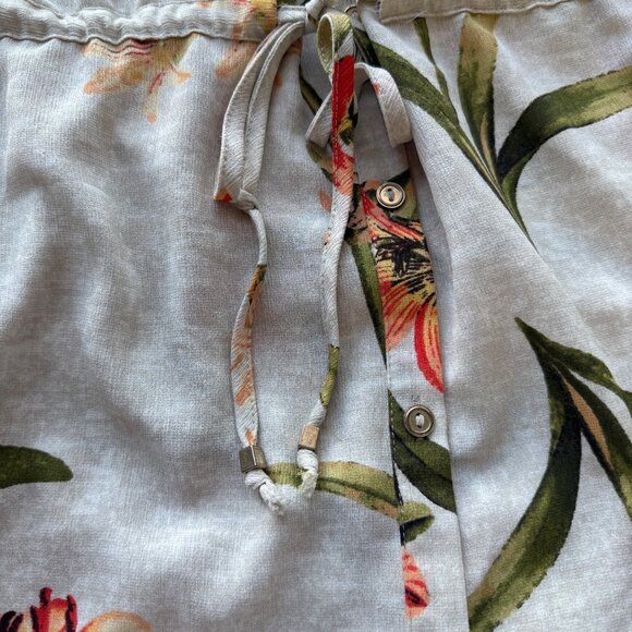 Chicos Womens Floral Drawstring Shirt Dress Size 2 Beige Orange Button Front - Picture 5 of 8